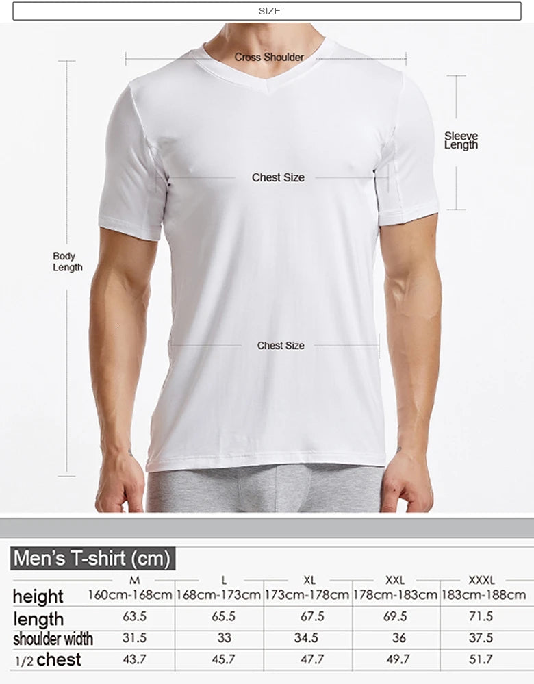 Men 's Undershirts Underwear Absorb Sweat Elastic T Shirts Male V Neck Short Sleeves Top Sleepwear Plus Size Base Shirt 5359