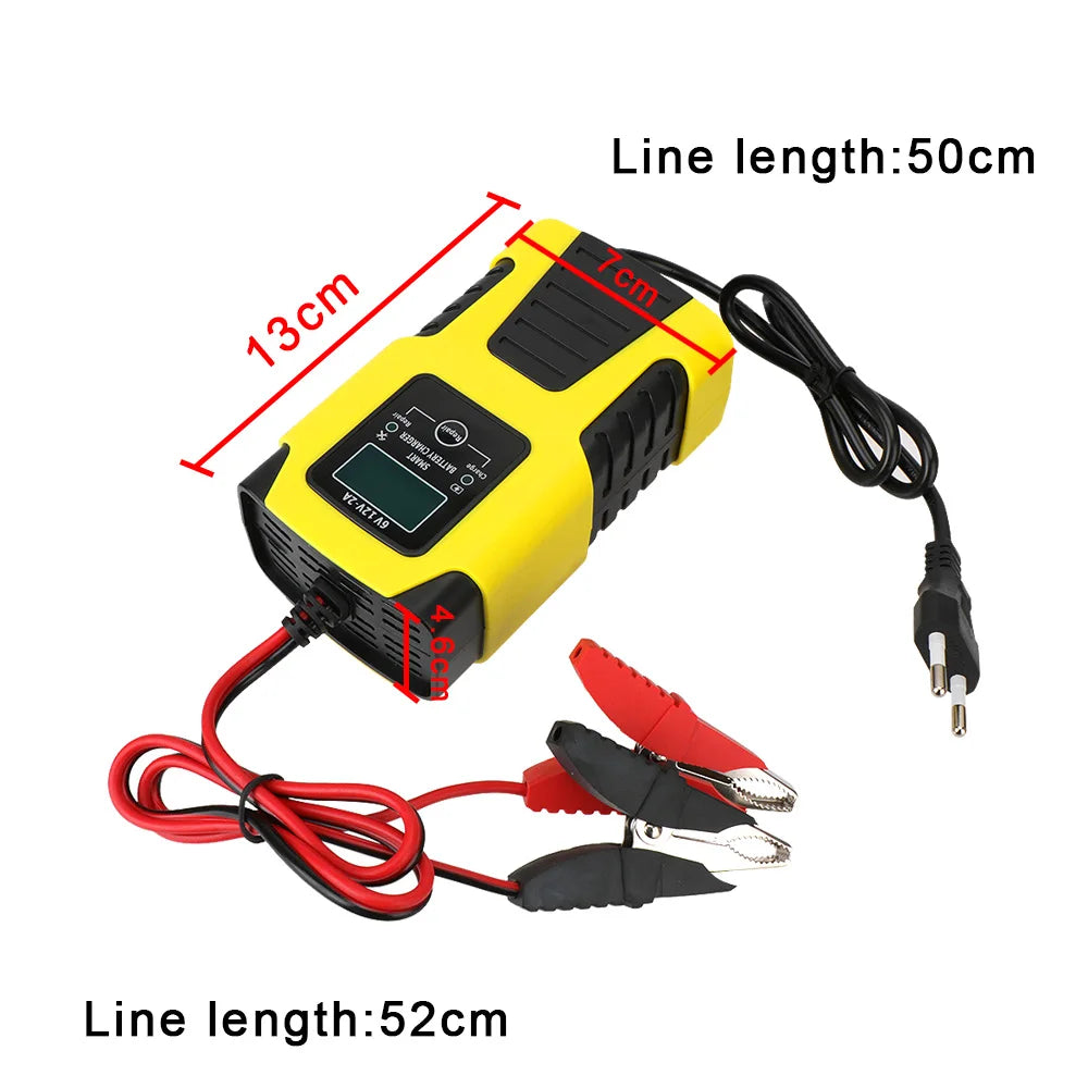 6V 12V 2A Car Battery Charger EU Plug Tester Automatic Smart Digital LCD Display Power Pulse Repair Tools Motorcycle Accessories