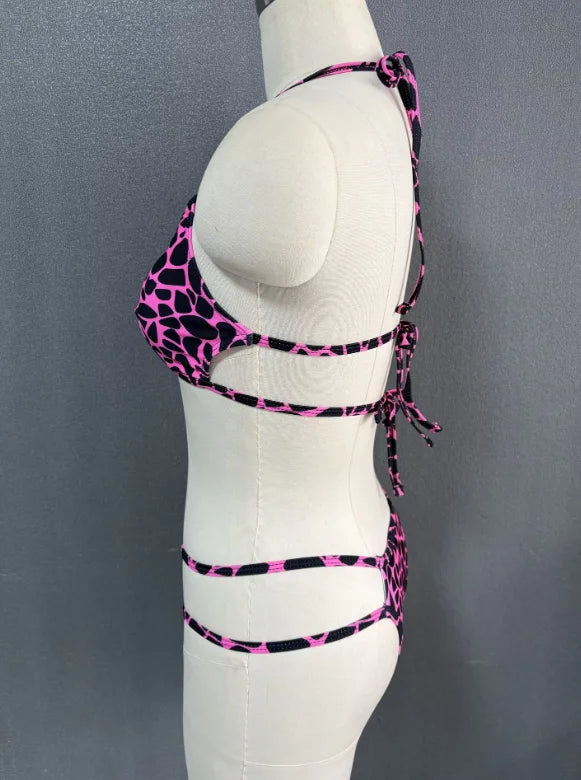 Women's Tankini 2-Piece Set Solid/Striped Drawstring Push-Up Bra Off-the-Shoulder Hollow High-Leg Brazilian Style Sexy Swimsuit
