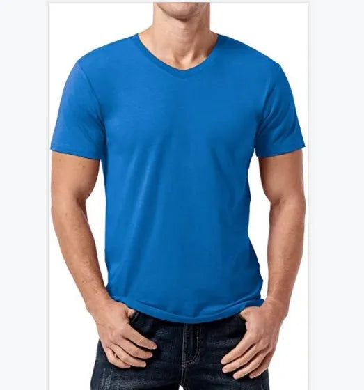 T Shirt High Elasticity Men's V-neck T Shirt 85% Cotton 15 Polyester T Shirt