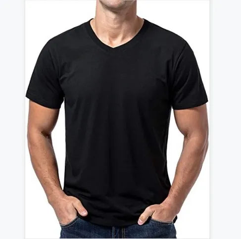 T Shirt High Elasticity Men's V-neck T Shirt 85% Cotton 15 Polyester T Shirt