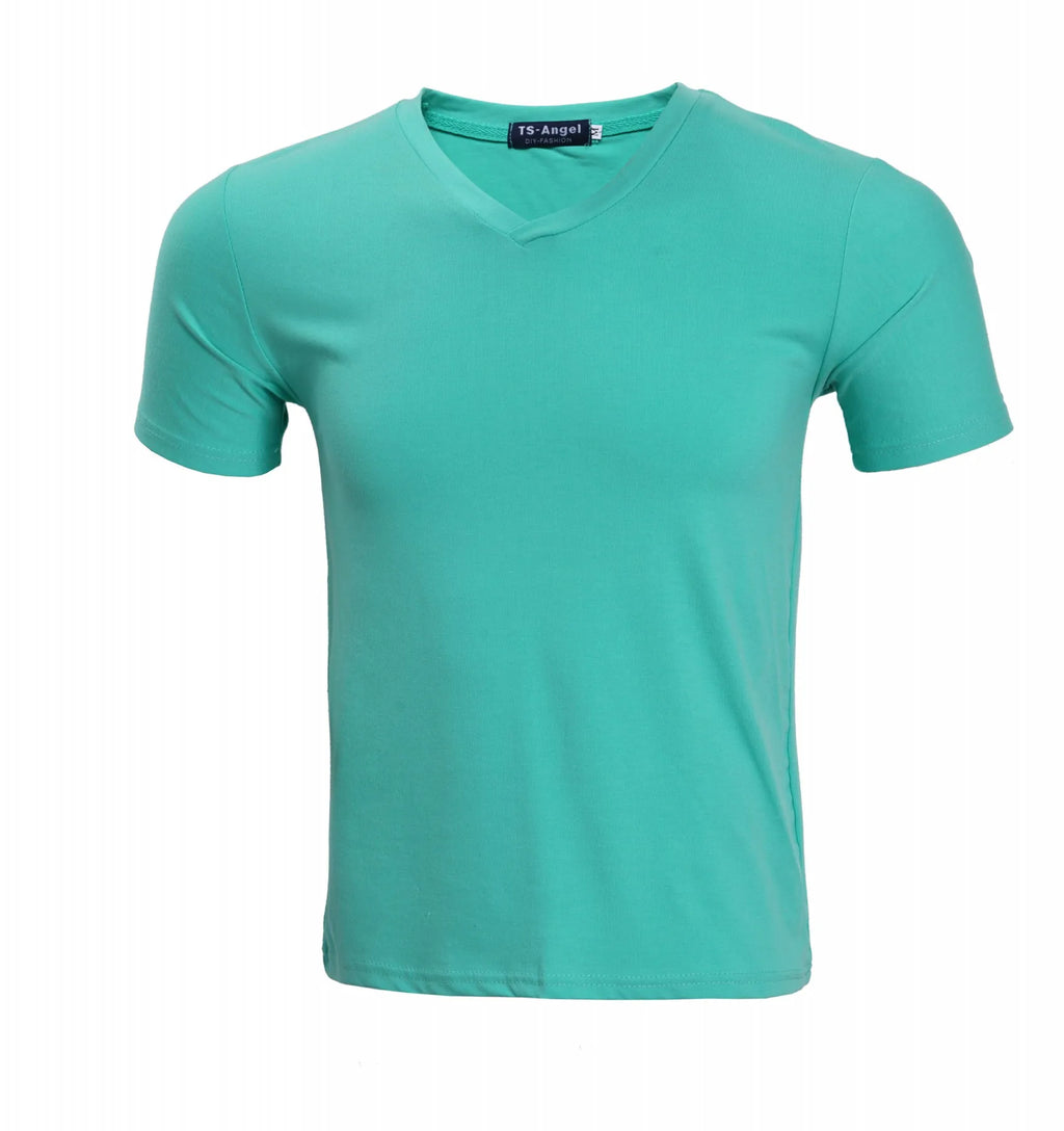 T Shirt High Elasticity Men's V-neck T Shirt 85% Cotton 15 Polyester T Shirt