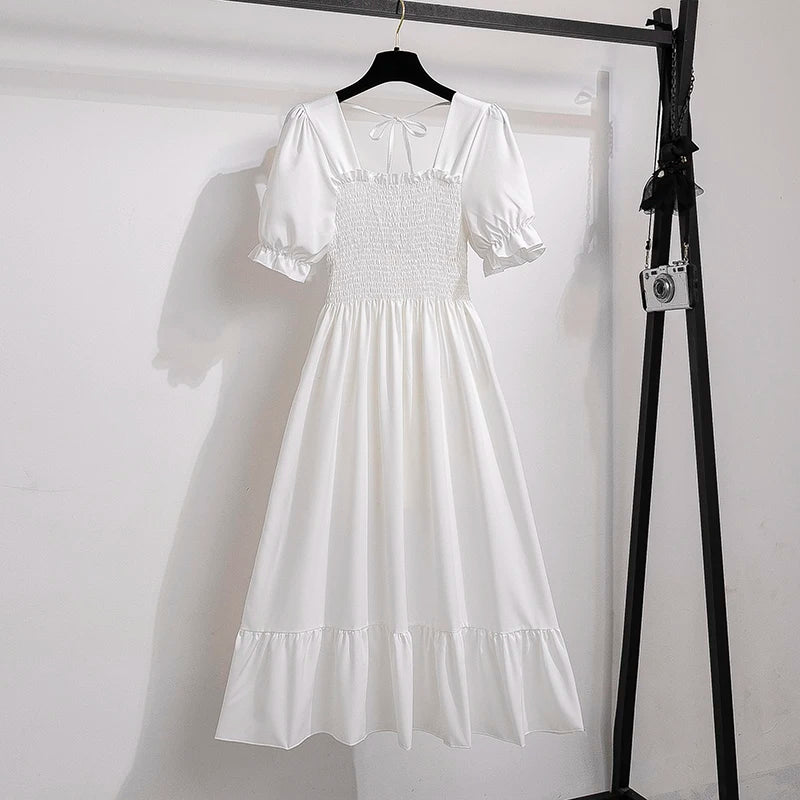 Floral Dresses , Summer Pleated Women Chiffon Casual Beach