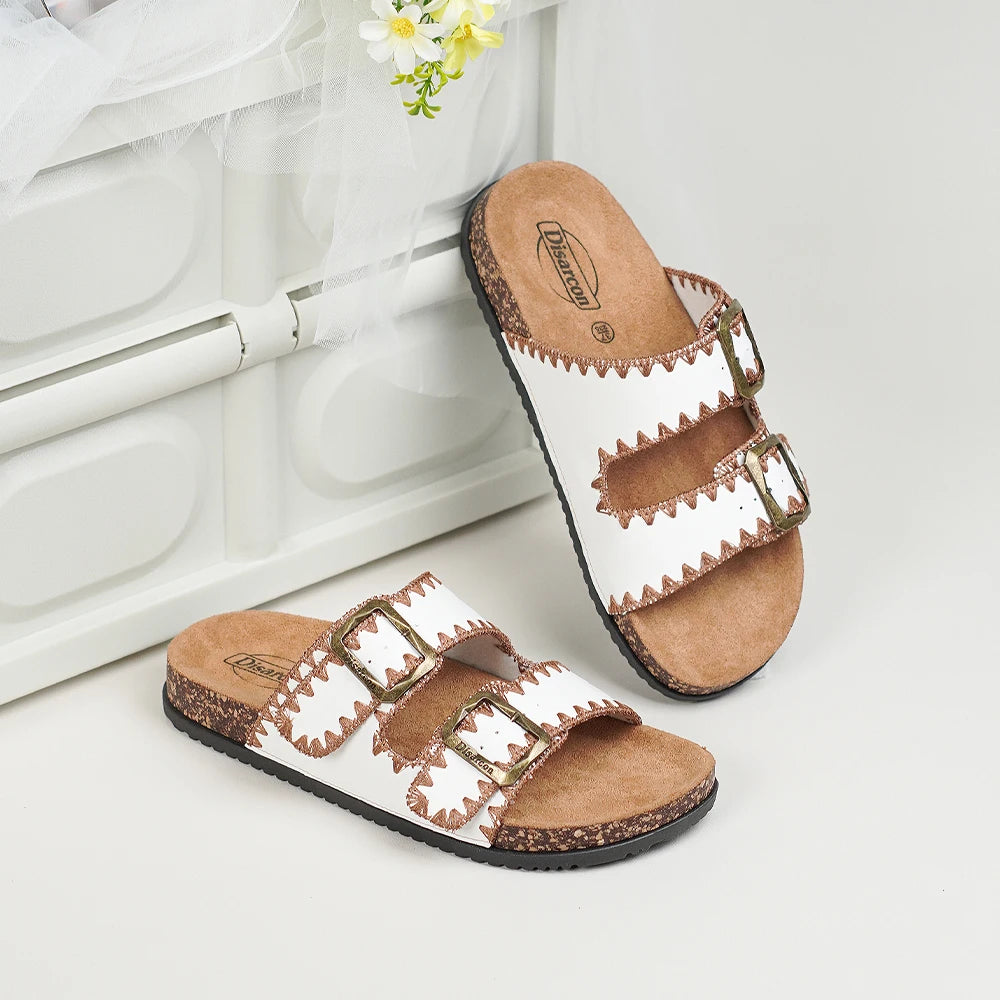 New Women's Summer Casual Fashion Sandals, Double Buckle Design, Adjustable Upper, Comfortable and Breathable, Suitable for Outdoor Vacations, Beach Casual Sandals, Indoor and Outdoor Wearable Home Slippers
