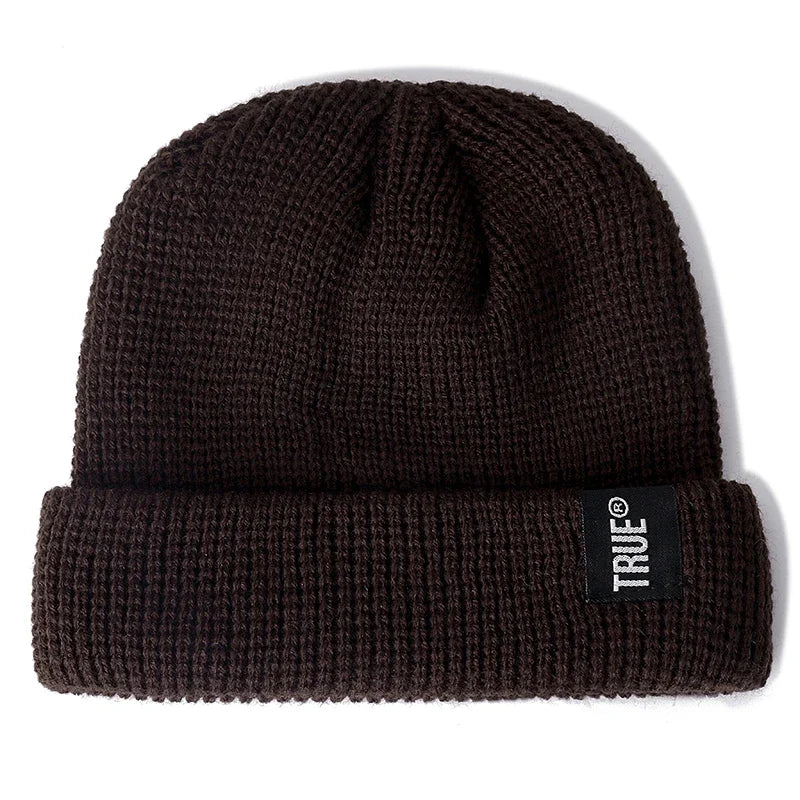 Beanie Hat Ribbed Knitted Melon Cap Solid Skullcap Baggy Retro Ski Hat