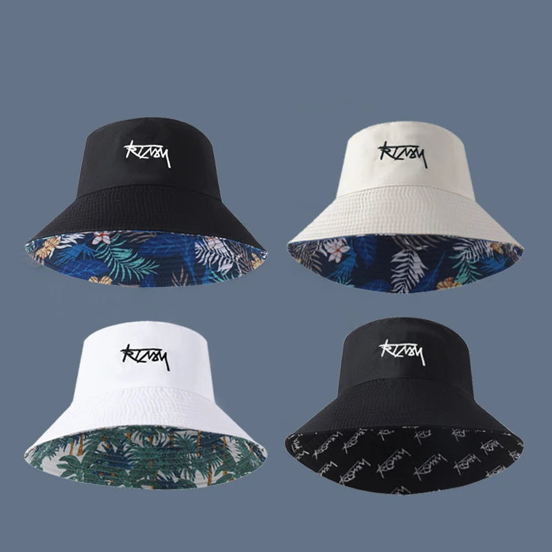 Men's spring and summer style bucket hat, women's face highlighting small sun hat, Double sided big head fisherman hat.