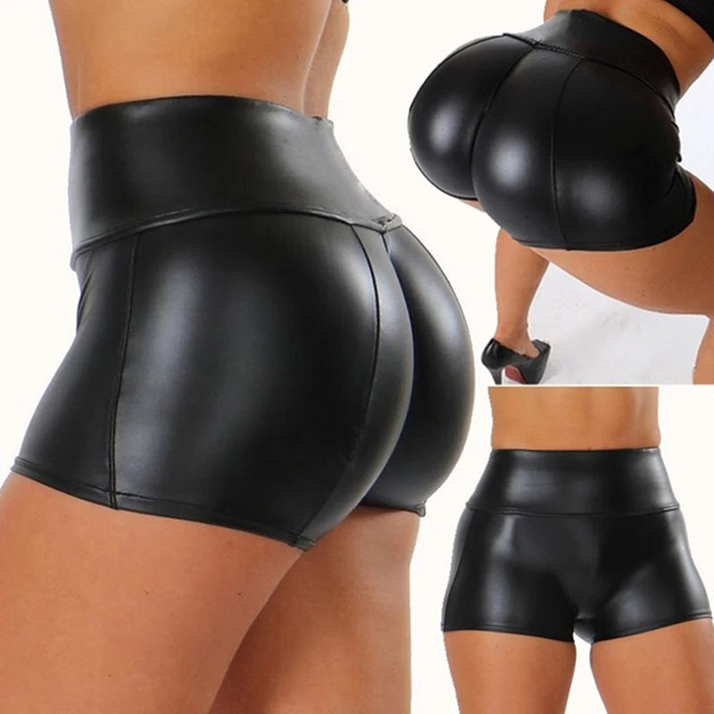 Sexy Womens Shorts Shiny Elastic High Waist Shiny Faux PU Leather Short Pants Slim Hot Dance Clubwear Mini Shorts 2026