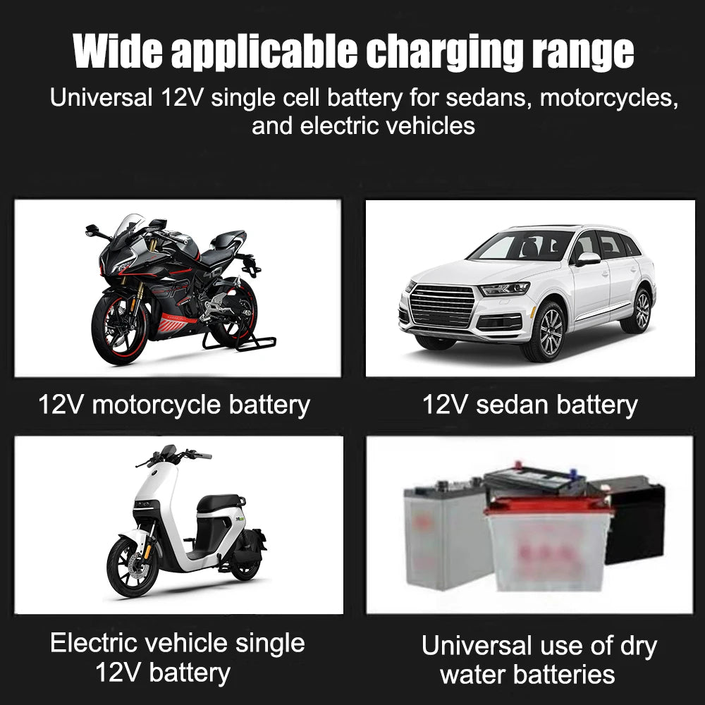 6V 12V 2A Car Battery Charger EU Plug Tester Automatic Smart Digital LCD Display Power Pulse Repair Tools Motorcycle Accessories