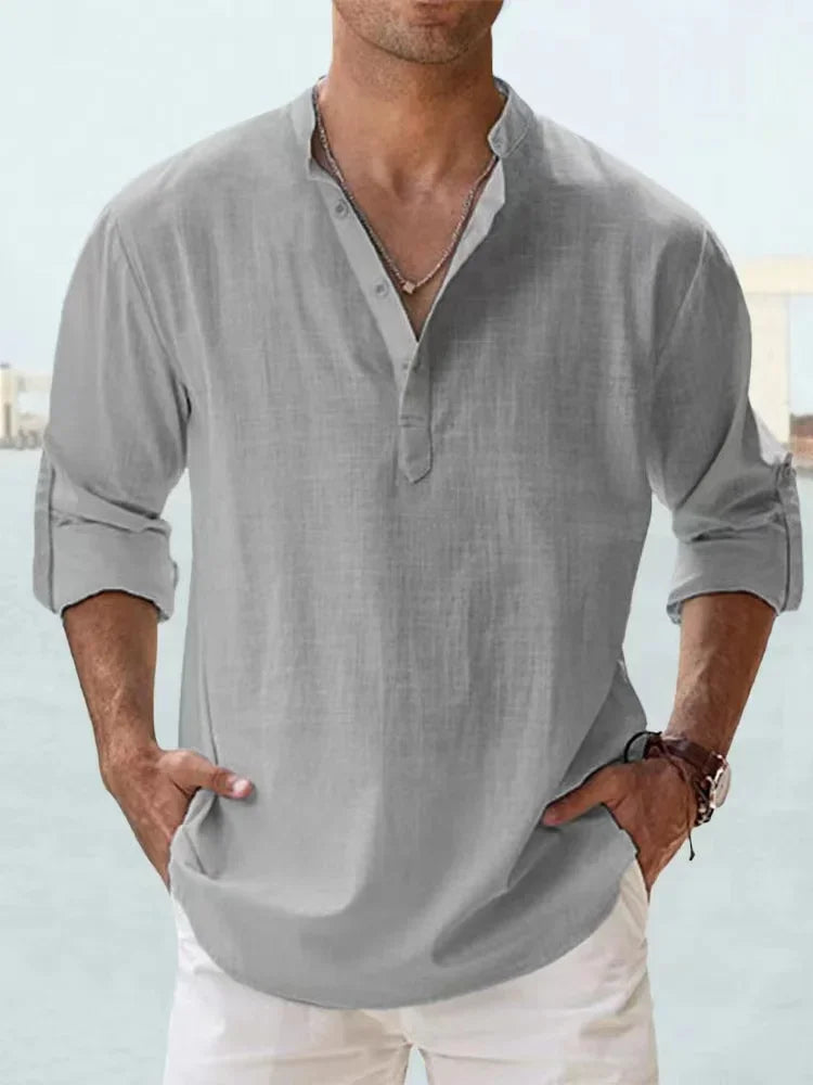 New Men's  Long Sleeve T-Shirts Breathable Shirt  Casual Basic Cotton  Shirt Tops