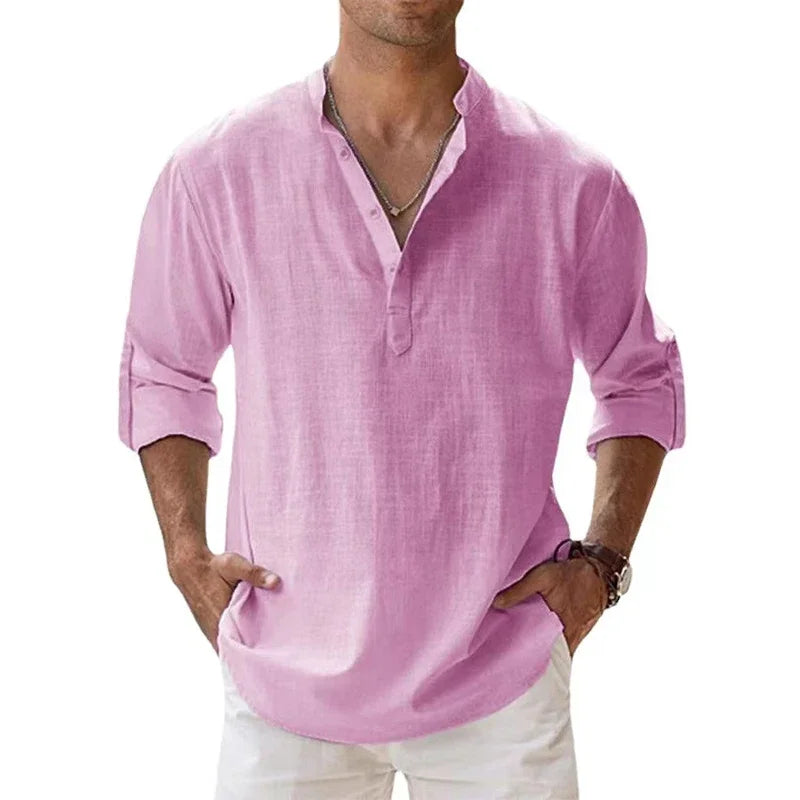 New Men's  Long Sleeve T-Shirts Breathable Shirt  Casual Basic Cotton  Shirt Tops