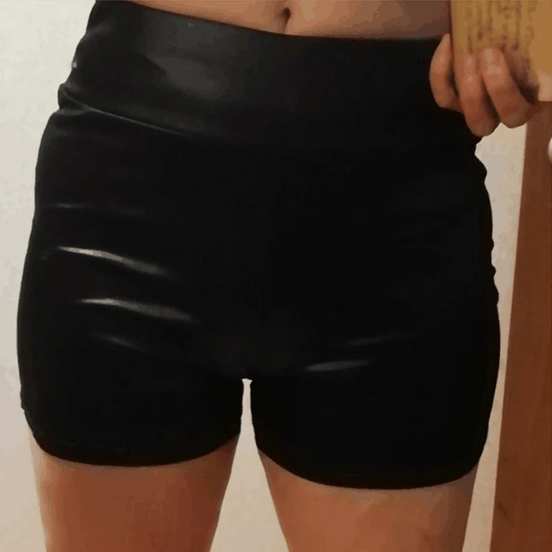 Sexy Womens Shorts Shiny Elastic High Waist Shiny Faux PU Leather Short Pants Slim Hot Dance Clubwear Mini Shorts 2026