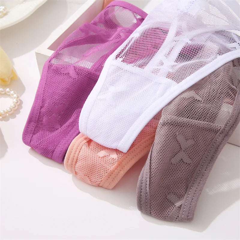 Lace Bikini Panties Women Sexy Thongs lace 4Pcs