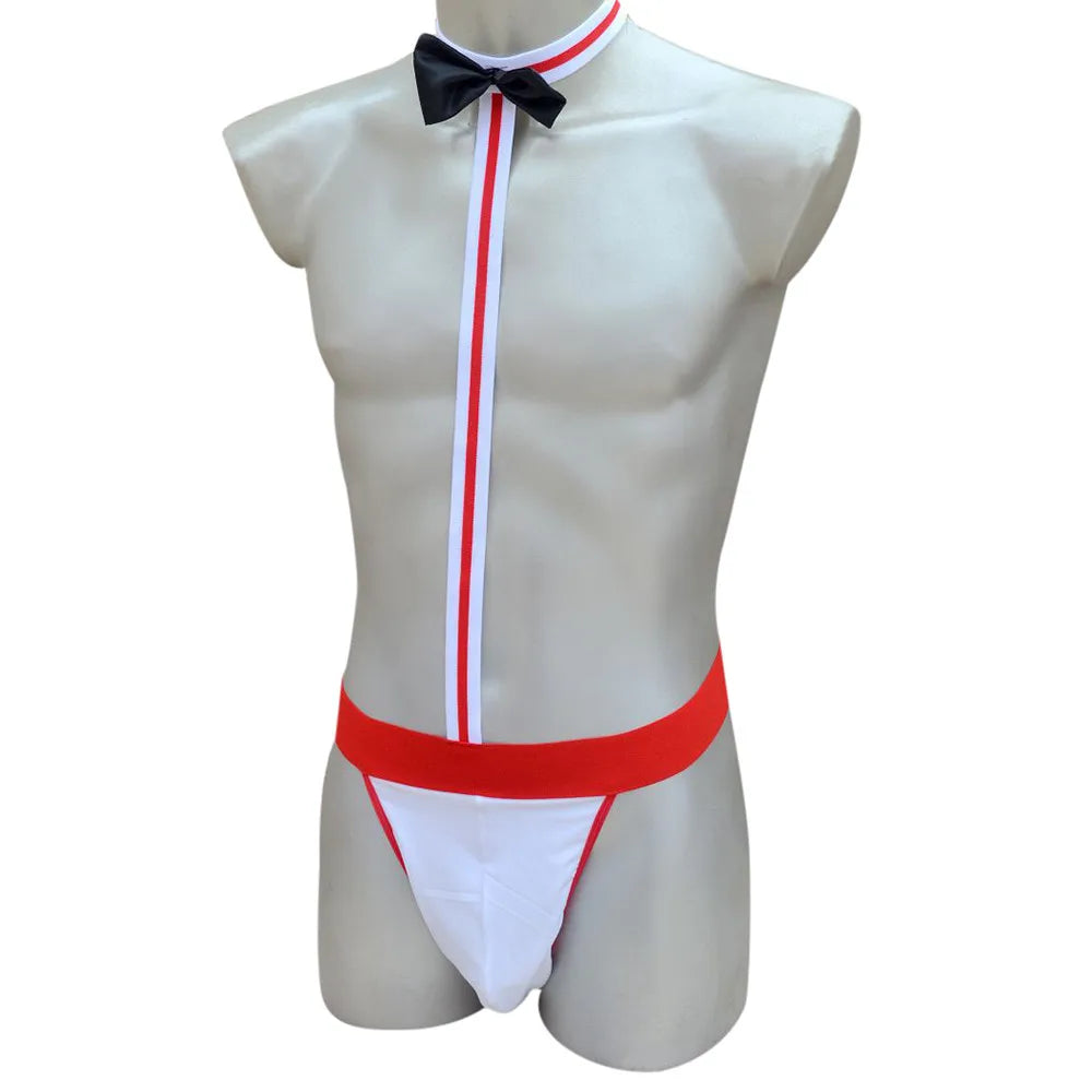 Male Underwear Hot T String Home Men's Sexy Lingerie Bodysuit Bow Tie Performance Clothes T-back thong Thongs Intimates costumes