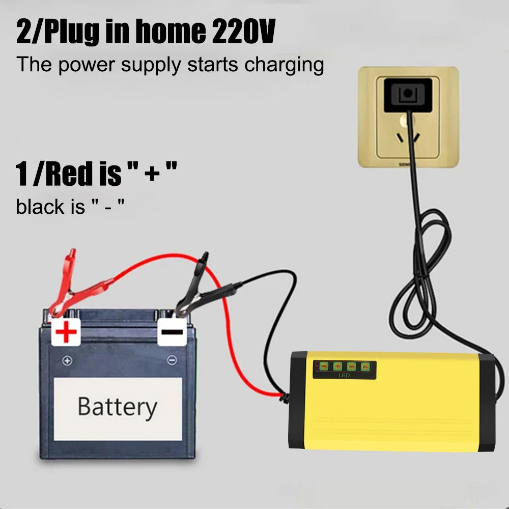 6V 12V 2A Car Battery Charger EU Plug Tester Automatic Smart Digital LCD Display Power Pulse Repair Tools Motorcycle Accessories