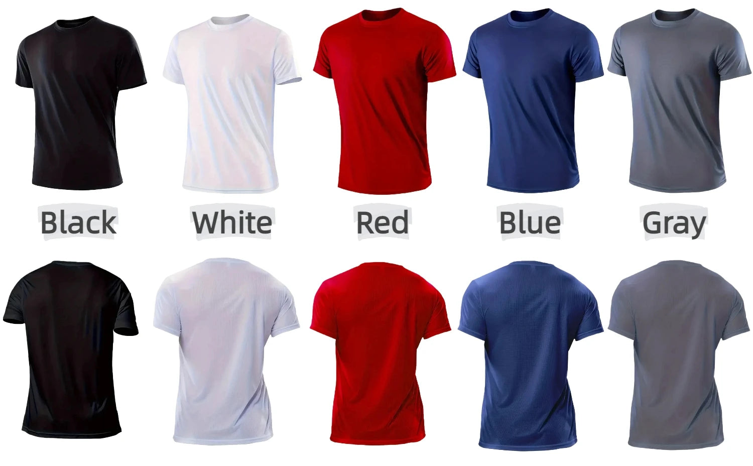 5Pcs Men's Quick Dry Basic Short Sleeve Gym Running Street Outdoor Exercise Sport Shirt Tops Lightweight