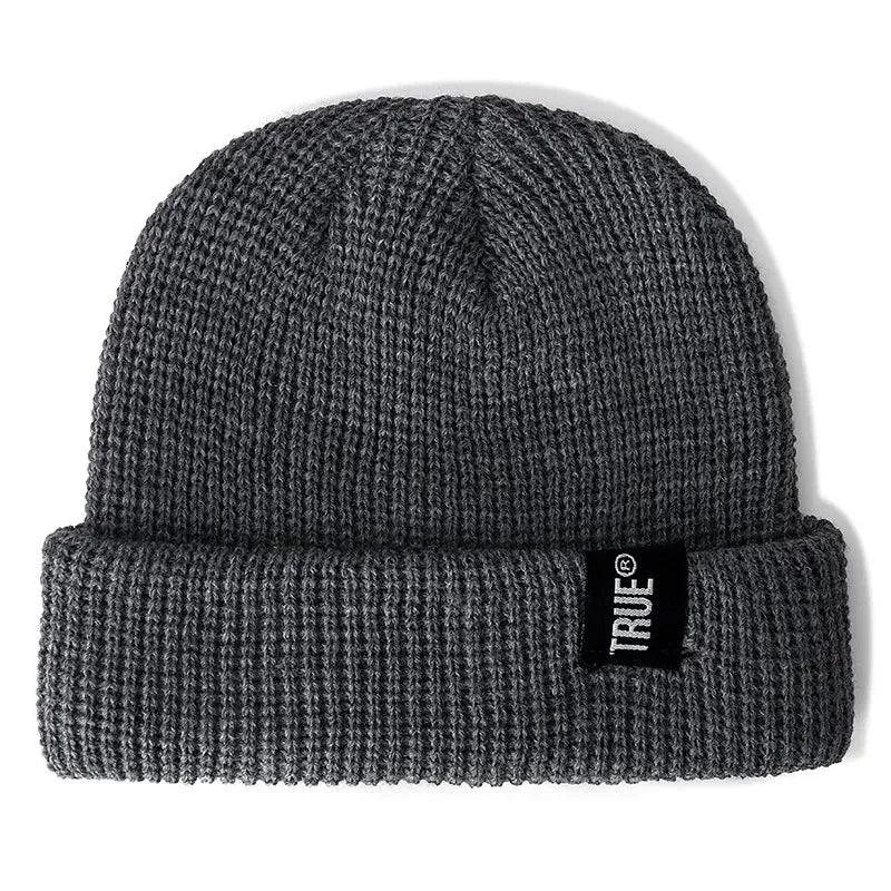 Beanie Hat Ribbed Knitted Melon Cap Solid Skullcap Baggy Retro Ski Hat