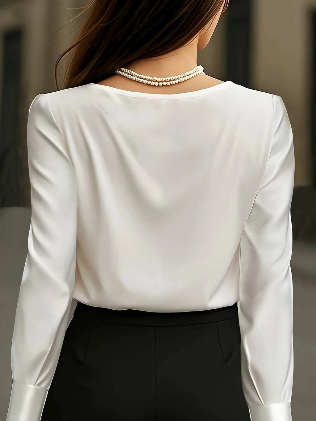 Stylish & Sophisticated Solid-Color Satin Blouse  Elegant Professional Office Wear and Date-Night Shirt for Wo