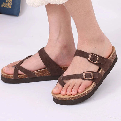 Comwarm Classic Cork Sandals For Women Men Fashion Soft Thick Sole Cork Slippers Summer Beach Sandals Home Open Toe Flat Sandals