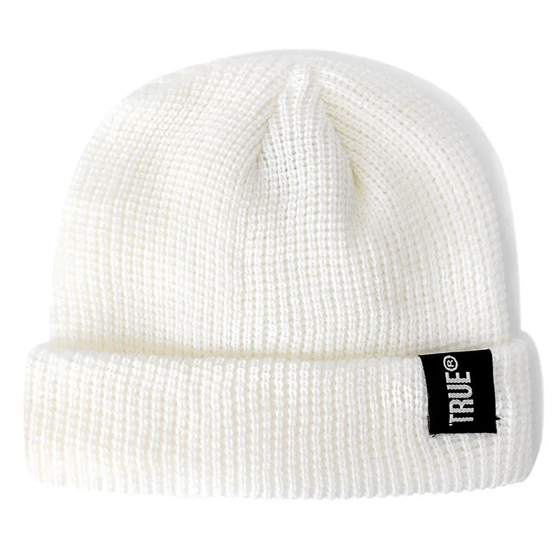 Beanie Hat Ribbed Knitted Melon Cap Solid Skullcap Baggy Retro Ski Hat