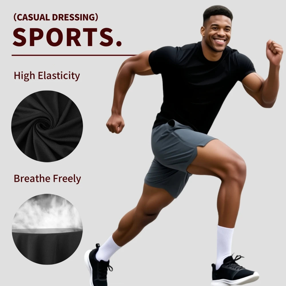 5Pcs Men's Quick Dry Basic Short Sleeve Gym Running Street Outdoor Exercise Sport Shirt Tops Lightweight