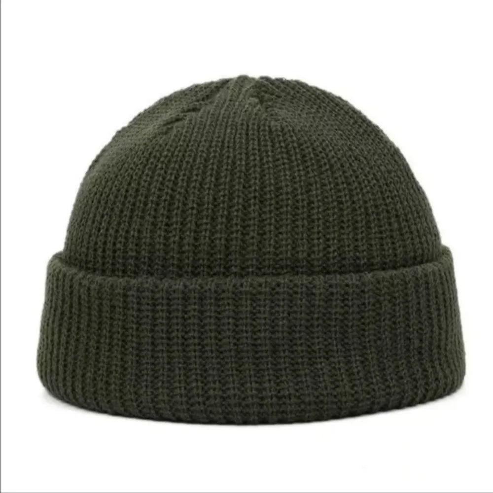 Street Solid Color Knitted Cap Brimless Keep Warm Vintage Dome Hat Elastic Melon Beanie Cap Outdoor Winter Beanie Bonnet Cap