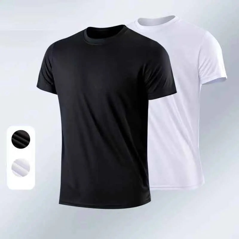 Men Soild Casual Tops Short Sleeve t-Shirts Breathable Gym t-Shirt Male Elastic o-Neck Tee Shirts Fashion t Shirt Man Clothing