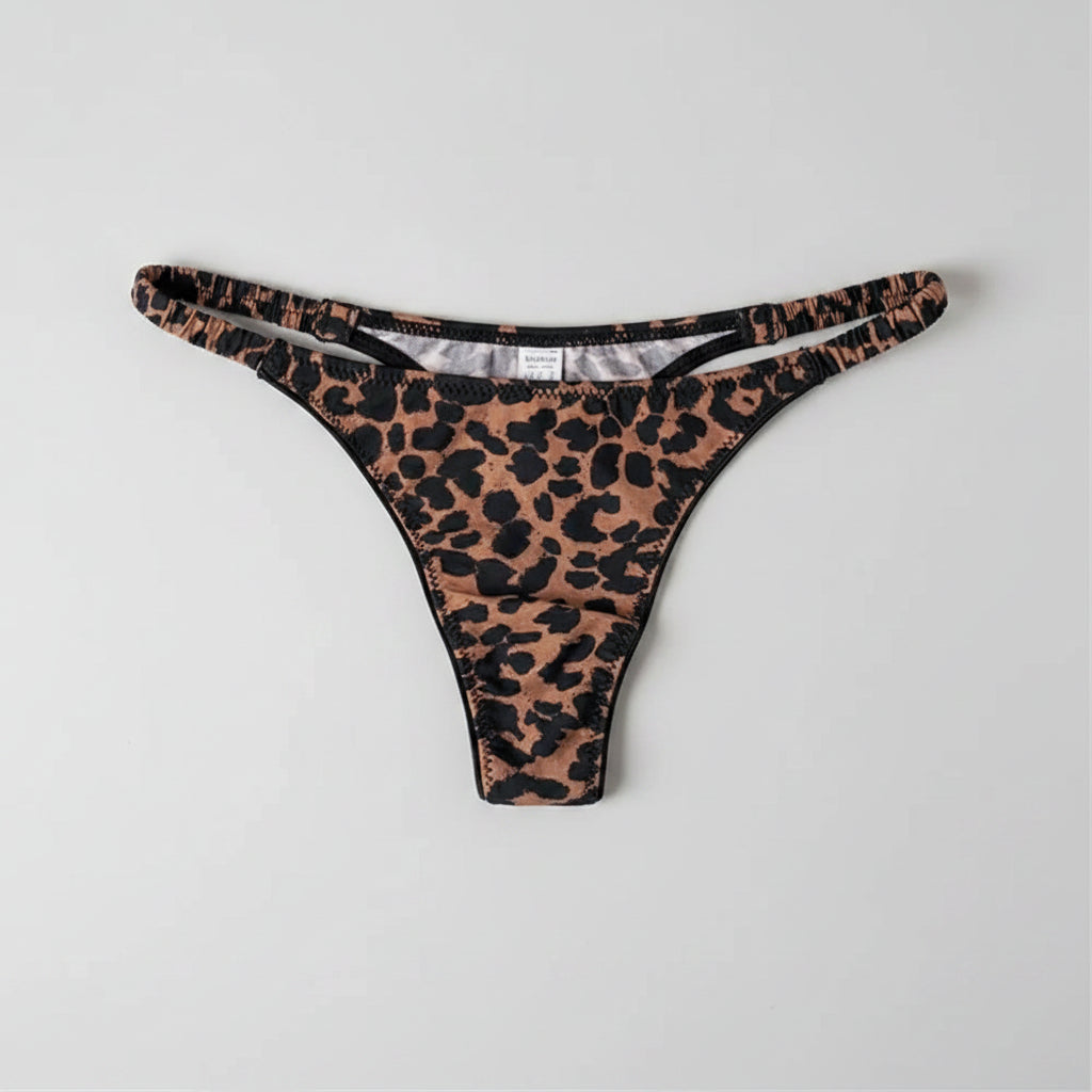 2026 Wrinkle Elastic Strap Sexy Thong Women's Leopard High Slit Ice Silk T-back Underwear Crotch Cotton G-strings Plus Size