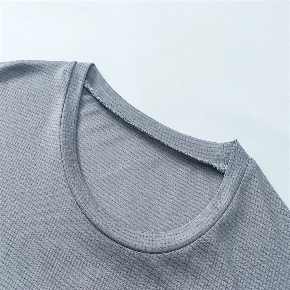 Men Soild Casual Tops Short Sleeve t-Shirts Breathable Gym t-Shirt Male Elastic o-Neck Tee Shirts Fashion t Shirt Man Clothing