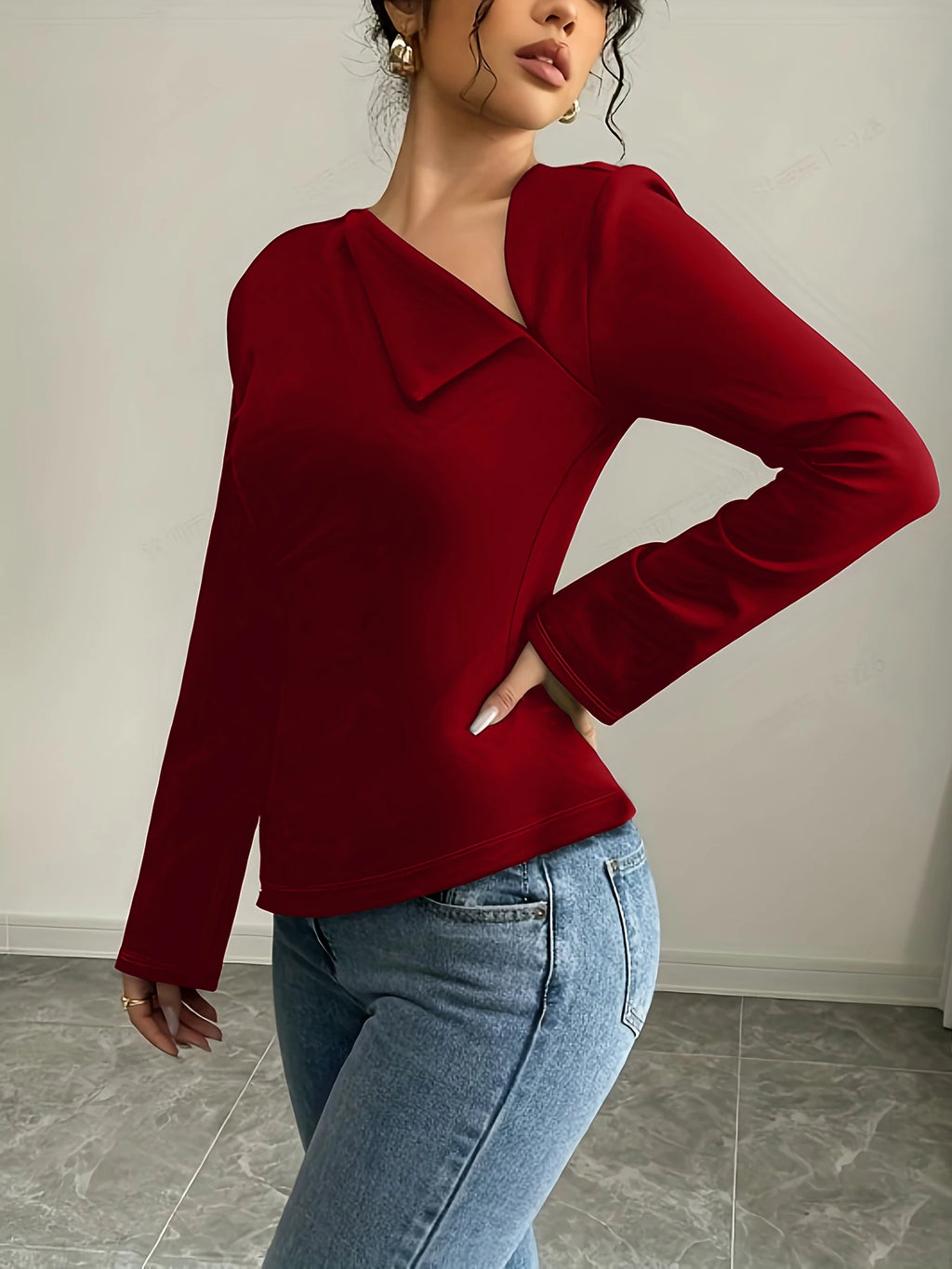 Spring Summer Women's Blouse Red