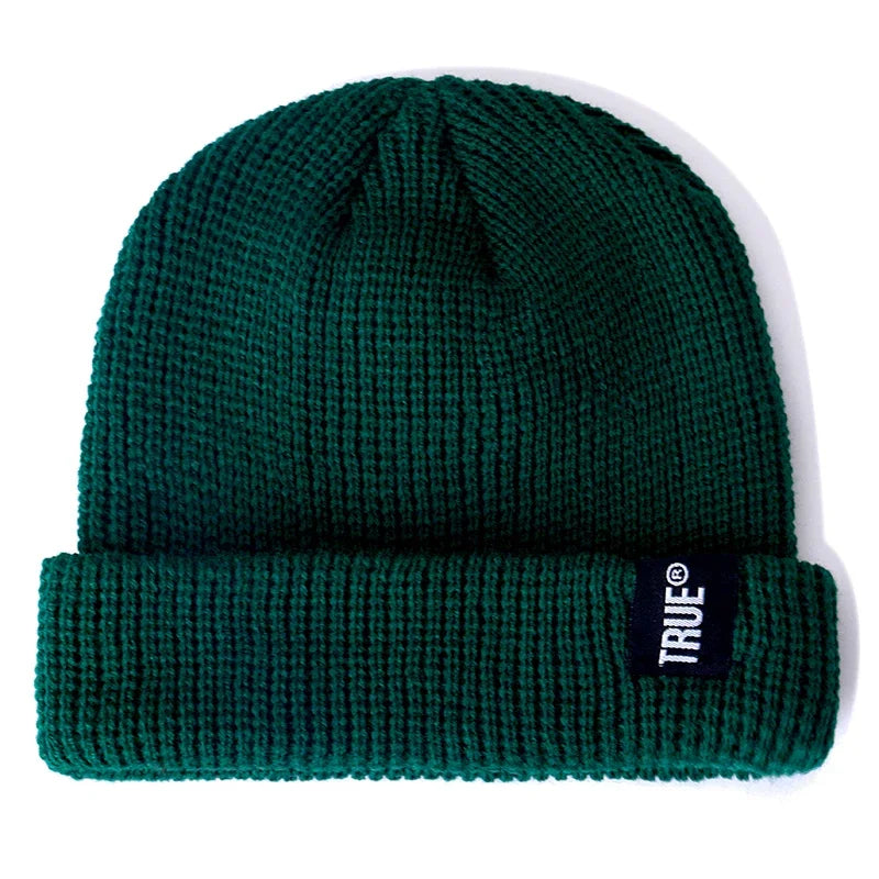 Beanie Hat Ribbed Knitted Melon Cap Solid Skullcap Baggy Retro Ski Hat