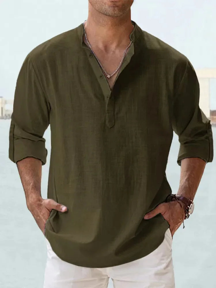 New Men's  Long Sleeve T-Shirts Breathable Shirt  Casual Basic Cotton  Shirt Tops