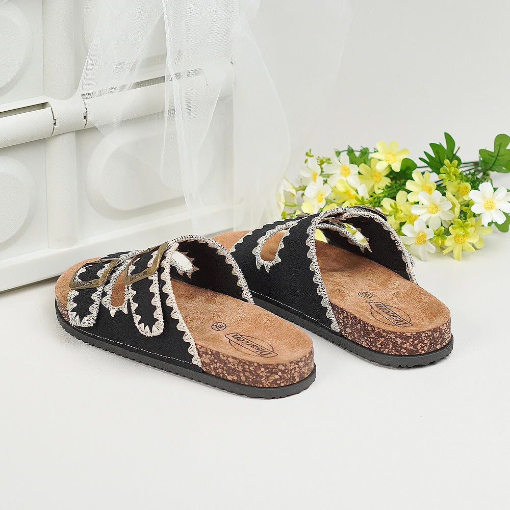 New Women's Summer Casual Fashion Sandals, Double Buckle Design, Adjustable Upper, Comfortable and Breathable, Suitable for Outdoor Vacations, Beach Casual Sandals, Indoor and Outdoor Wearable Home Slippers