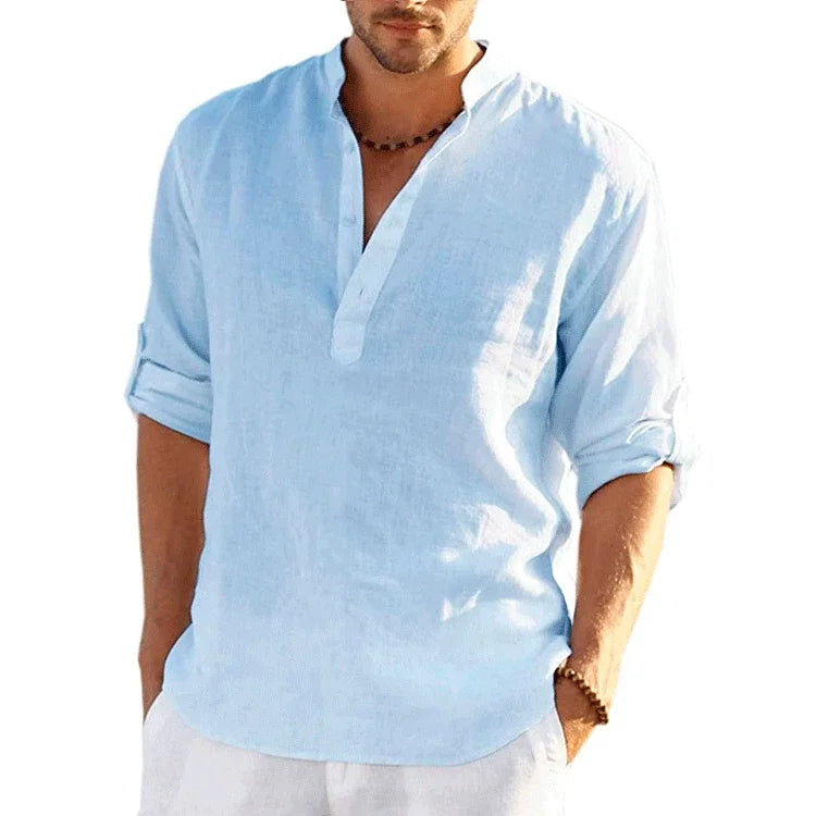 New Men's  Long Sleeve T-Shirts Breathable Shirt  Casual Basic Cotton  Shirt Tops