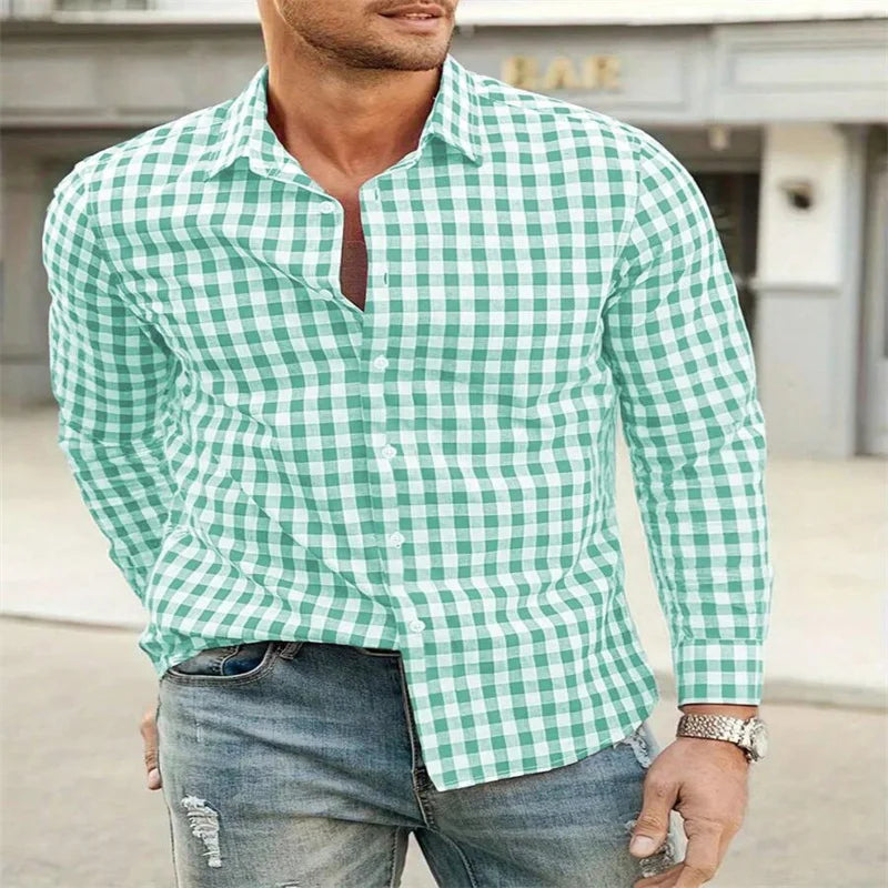 Men's Plaid Shirt Long Sleeve Fashion
