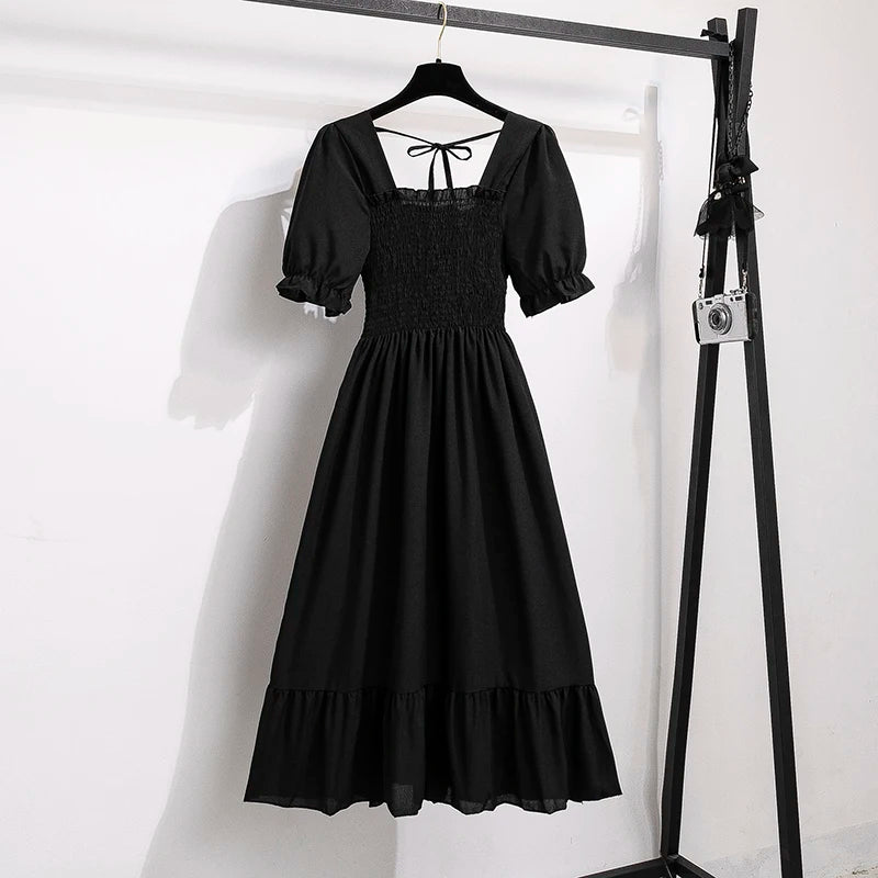 Floral Dresses , Summer Pleated Women Chiffon Casual Beach
