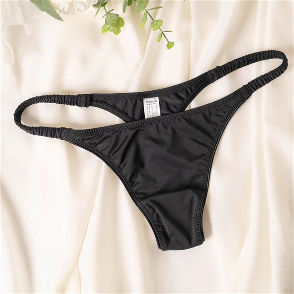 2026 Wrinkle Elastic Strap Sexy Thong Women's Leopard High Slit Ice Silk T-back Underwear Crotch Cotton G-strings Plus Size