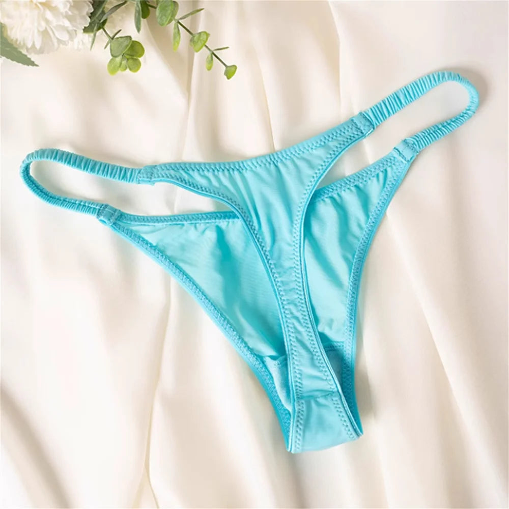 2026 Wrinkle Elastic Strap Sexy Thong Women's Leopard High Slit Ice Silk T-back Underwear Crotch Cotton G-strings Plus Size
