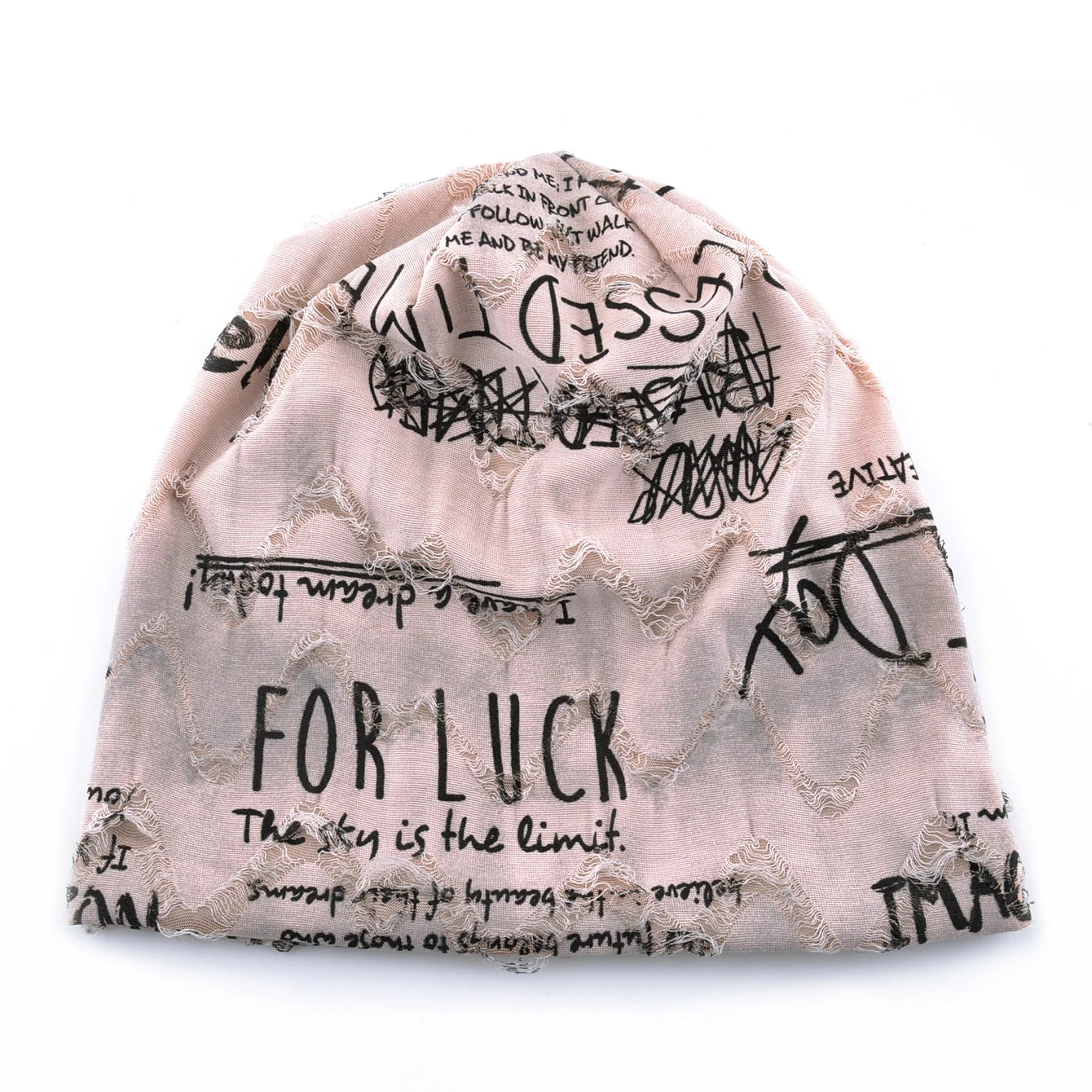 Letter Print Beanie Hats For Women Men Vintage Distressed Cracked Design Wasteland Style Spring Summer Warm Fleece-lined Winter