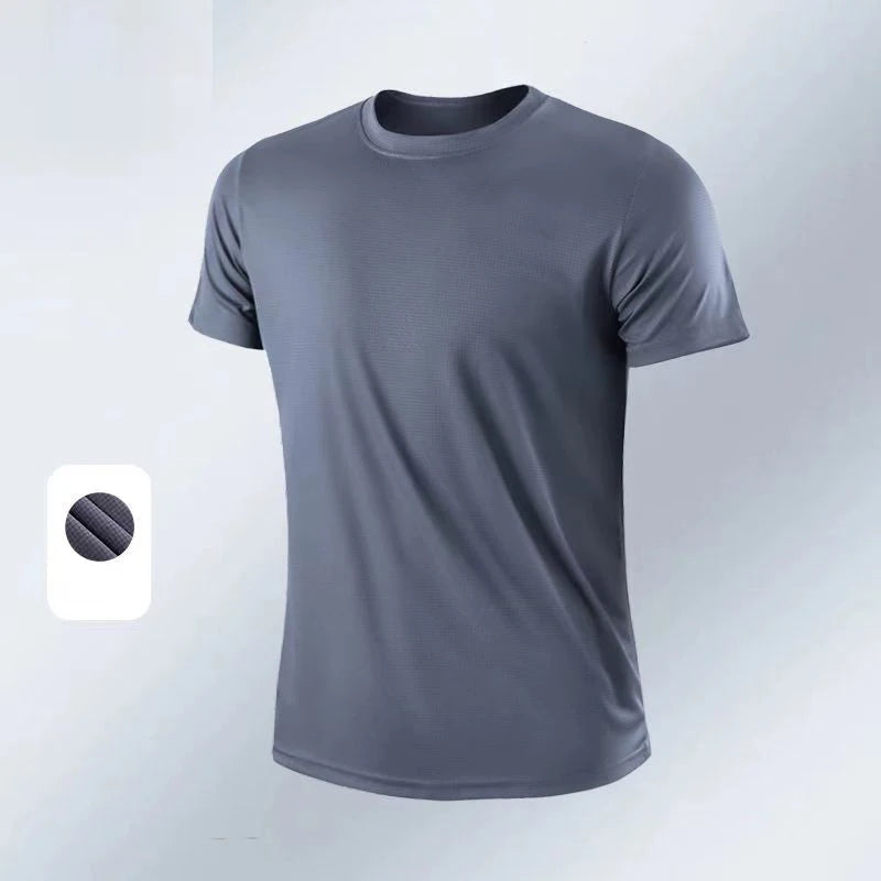 Men Soild Casual Tops Short Sleeve t-Shirts Breathable Gym t-Shirt Male Elastic o-Neck Tee Shirts Fashion t Shirt Man Clothing