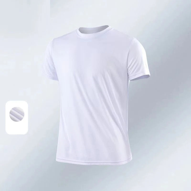 Men Soild Casual Tops Short Sleeve t-Shirts Breathable Gym t-Shirt Male Elastic o-Neck Tee Shirts Fashion t Shirt Man Clothing