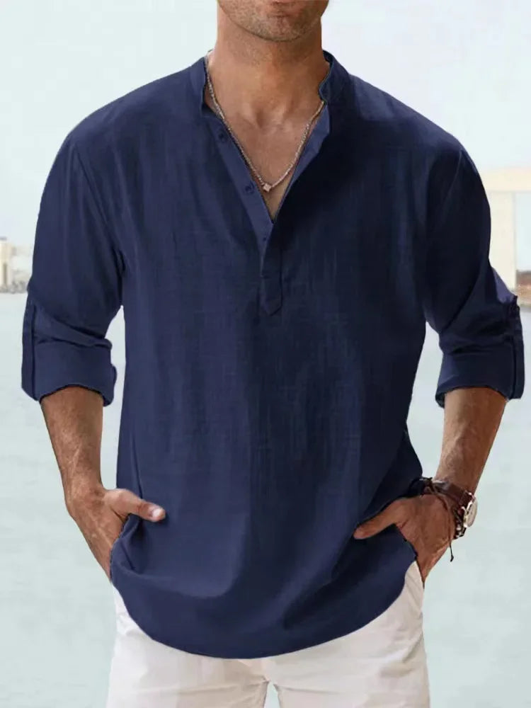 New Men's  Long Sleeve T-Shirts Breathable Shirt  Casual Basic Cotton  Shirt Tops