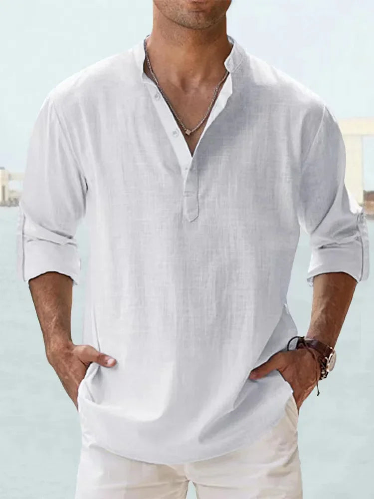 New Men's  Long Sleeve T-Shirts Breathable Shirt  Casual Basic Cotton  Shirt Tops