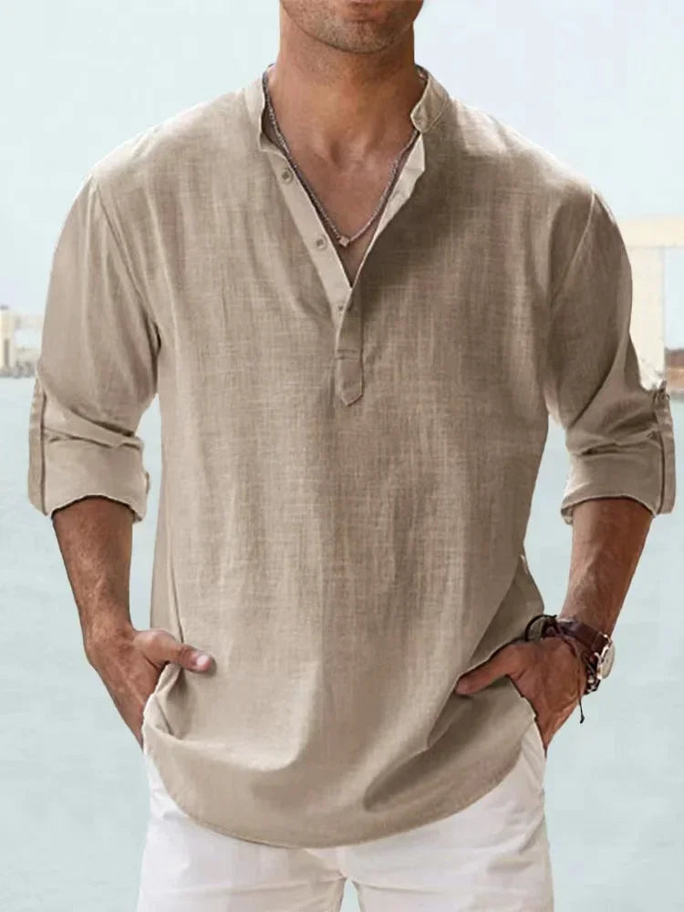 New Men's  Long Sleeve T-Shirts Breathable Shirt  Casual Basic Cotton  Shirt Tops