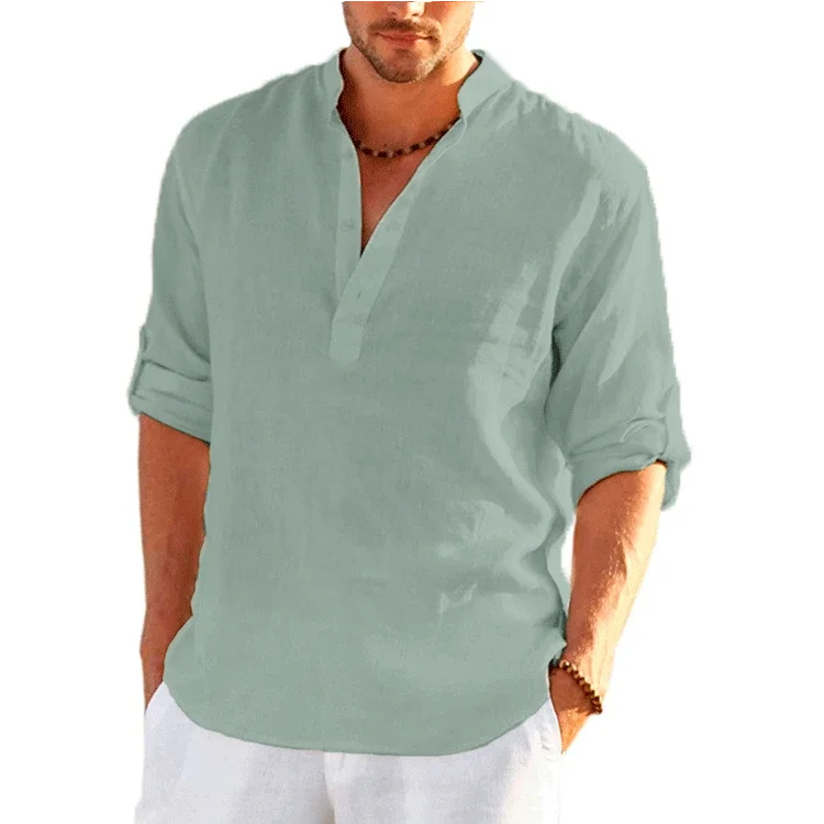 New Men's  Long Sleeve T-Shirts Breathable Shirt  Casual Basic Cotton  Shirt Tops