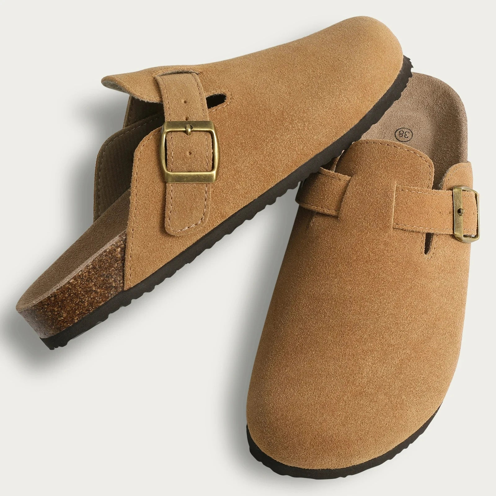 Crestar Cork Suede Mules Slippers For Women Fashion Men Clogs Shoes Classic Cork Antislip Outdoor Slippers With Arch Support