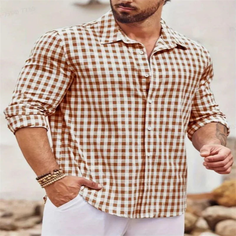 Men's Plaid Shirt Long Sleeve Fashion