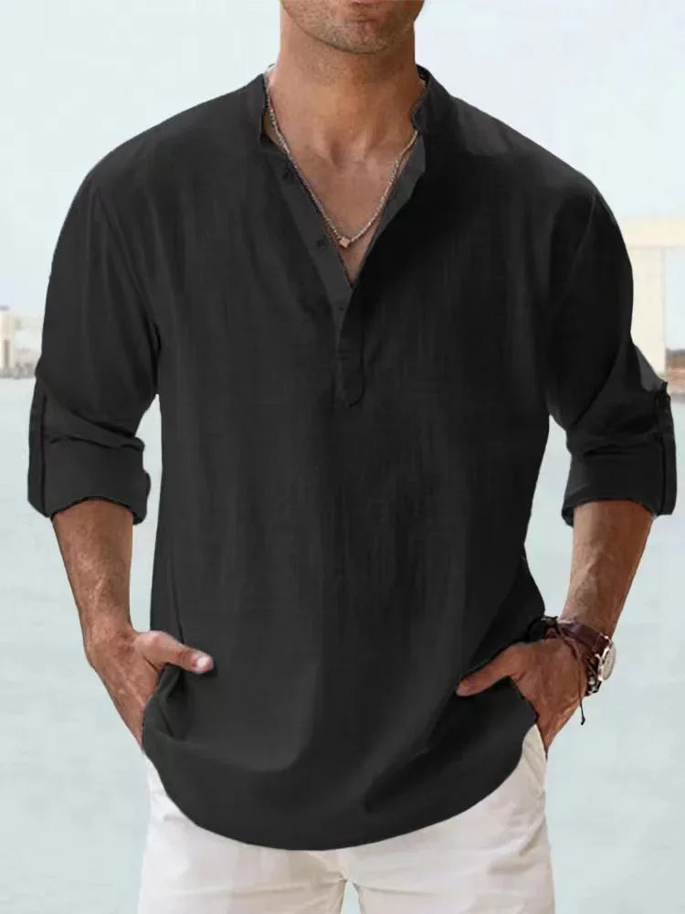 New Men's  Long Sleeve T-Shirts Breathable Shirt  Casual Basic Cotton  Shirt Tops