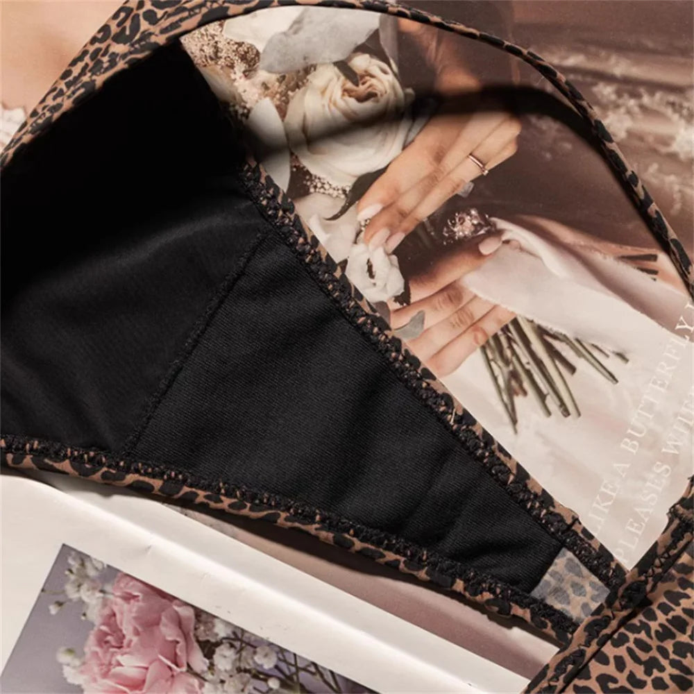 Low Waist Leopard/Zebra Print Thong High Cut Women's Ice Silk Seamless G-string Fitness Plus Size Underwear