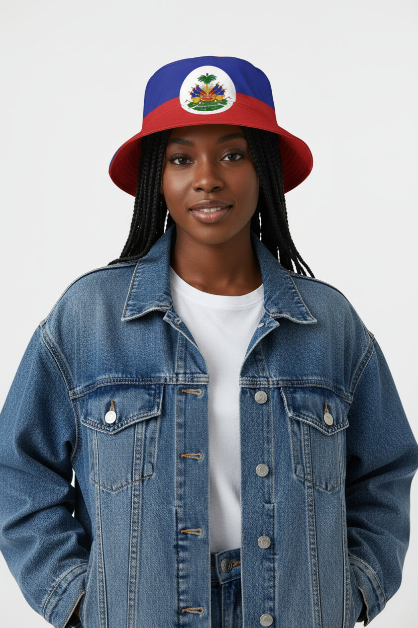 Haiti Flag Bucket Hat Men Women Haitian Outdoor Cap Fisherman