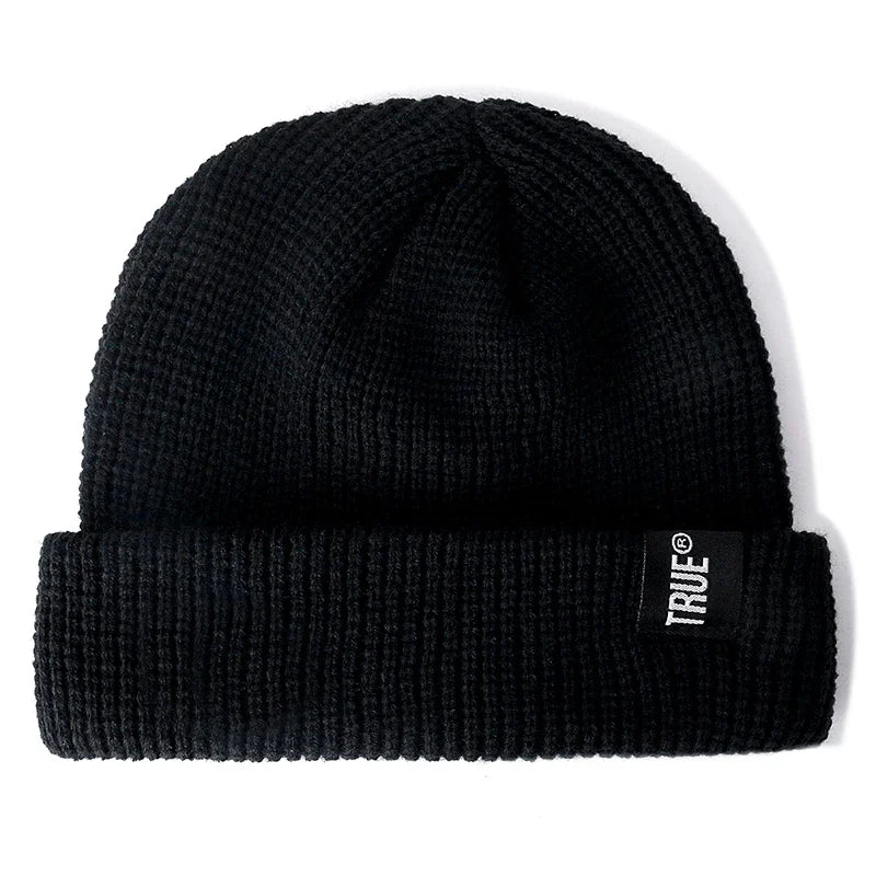 Beanie Hat Ribbed Knitted Melon Cap Solid Skullcap Baggy Retro Ski Hat